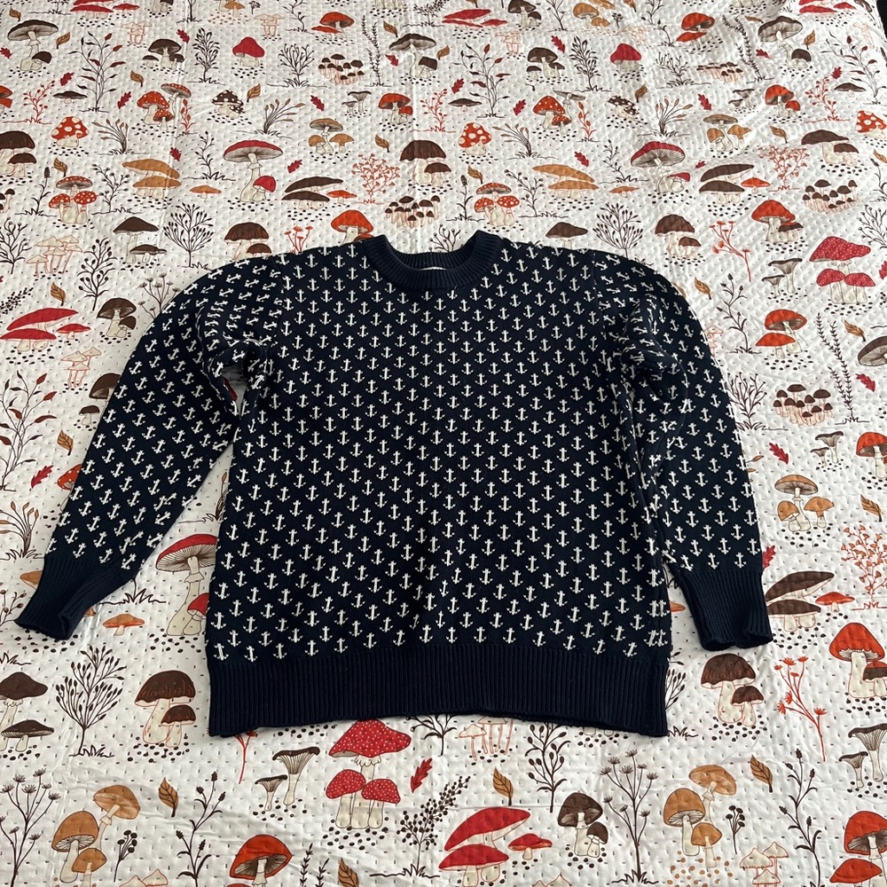 Kiel James Patrick (KJP) Navy Anchor Pattern Sweater Unisex size Small.